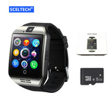 SCELTECH Bluetooth Smart Watch Men Q18 With Touch Screen Big Battery Support TF Sim Card Camera for Android Phone Passometer