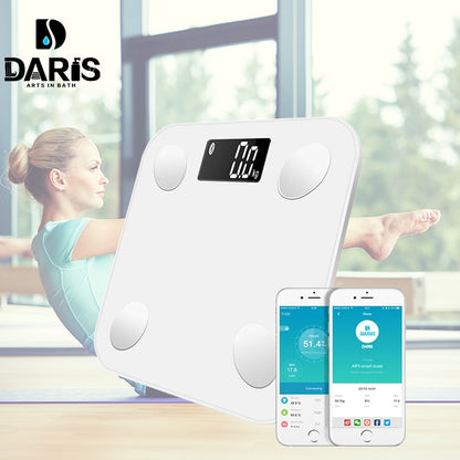 SDARISB Bluetooth scales floor Body Weight Bathroom Scale Smart Backlit Display Scale Body Weight Body Fat Water Muscle Mass BMI