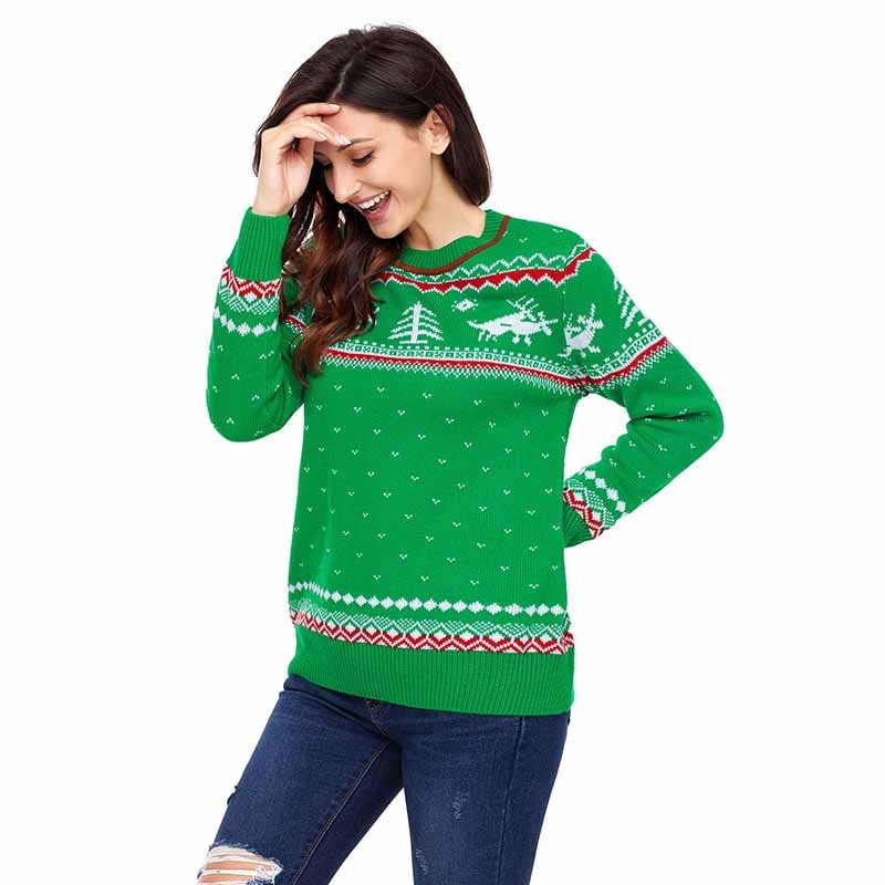 SEBOWEL Lady Christmas Knitted Sweater Winter Warm Jumper Reindeer Pattern Pullovers Style Autumn 2018 Jumper for Woman Sweaters