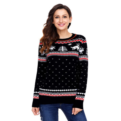 SEBOWEL Lady Christmas Knitted Sweater Winter Warm Jumper Reindeer Pattern Pullovers Style Autumn 2018 Jumper for Woman Sweaters