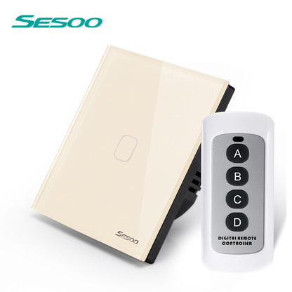 SESOO EU/UK Standard Smart Wall Switch Remote Control Switch Wireless Remote Control Touch Light Switch SY2-01-RFL black