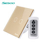 SESOO Remote Control Switch 1/2/3 Gang 1 Way Smart Wall Touch Light Switch LED Indicator Crystal Tempered Glass Panel