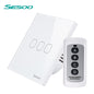 SESOO Remote Control Switch 1/2/3 Gang 1 Way Smart Wall Touch Light Switch LED Indicator Crystal Tempered Glass Panel