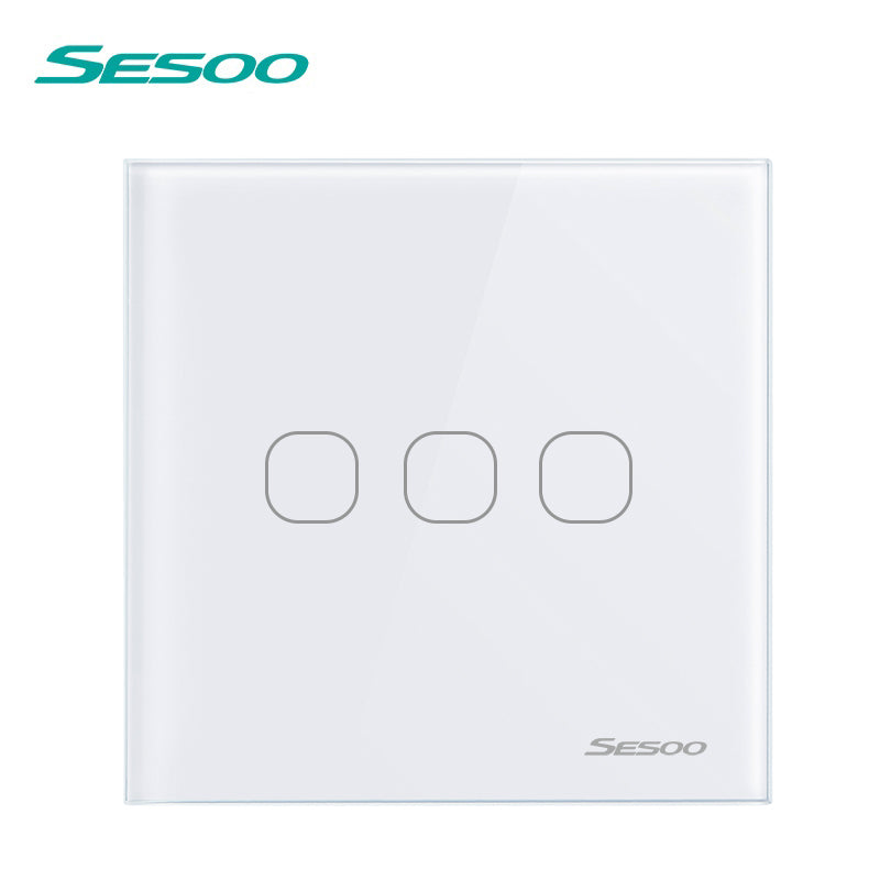 SESOO Remote Control Switch 1/2/3 Gang 1 Way Smart Wall Touch Light Switch LED Indicator Crystal Tempered Glass Panel