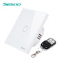 SESOO Remote Control Touch Switch SY2 AC170-22OV EU Standard 86*86MM Crystal Glass Panel Sensor Wall Light  Switch