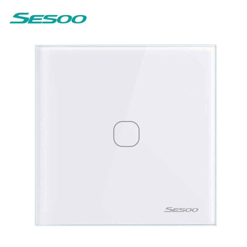 SESOO Touch Switch 1/2/3 Gang 1 Way Wall Switch Light Touch Switch Waterproof Tempered Glass Panel LED Lamp Switches