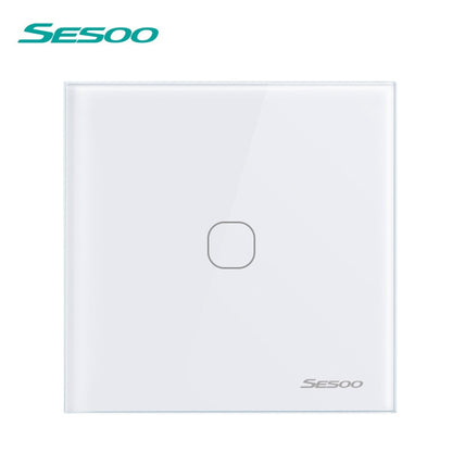 SESOO Touch Switch 1/2/3 Gang 1 Way Wall Switch Light Touch Switch Waterproof Tempered Glass Panel LED Lamp Switches