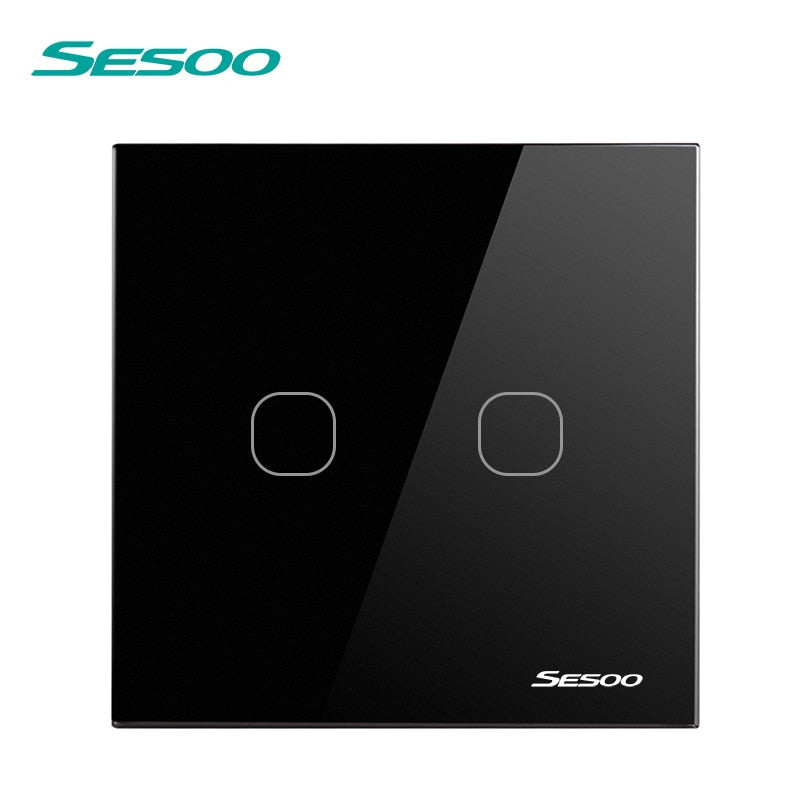 SESOO Touch Switch 1/2/3 Gang 1 Way Wall Switch Light Touch Switch Waterproof Tempered Glass Panel LED Lamp Switches