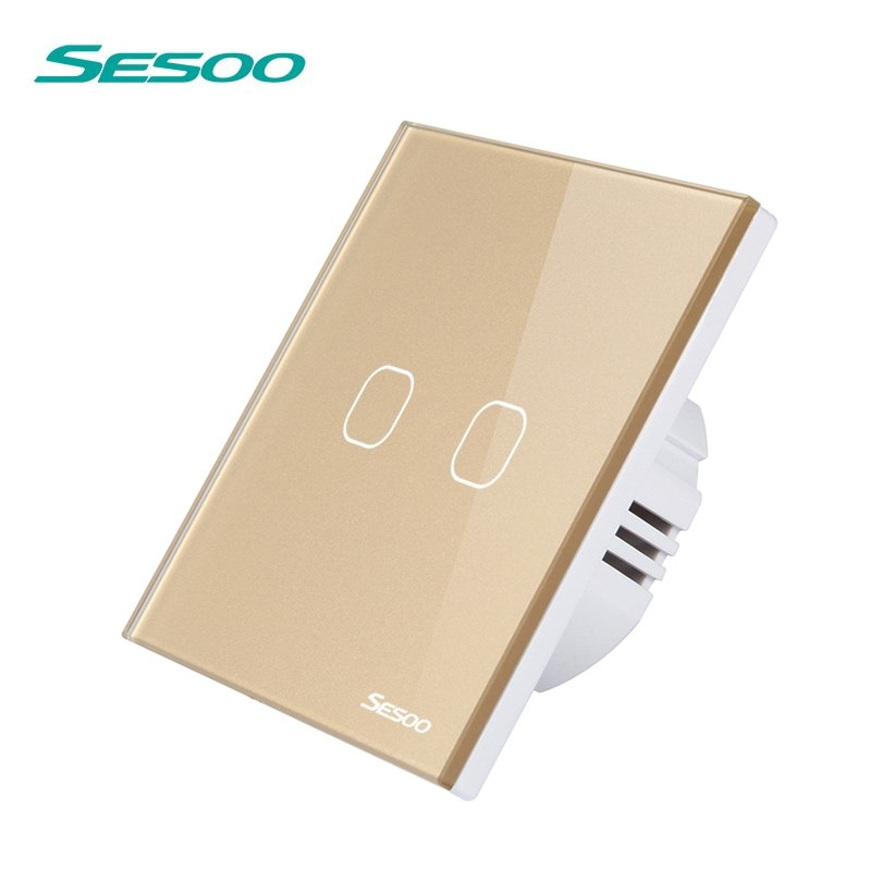 SESOO Touch Switch 1/2/3 Gang 1 Way Wall Switch Light Touch Switch Waterproof Tempered Glass Panel LED Lamp Switches