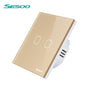 SESOO Touch Switch 1/2/3 Gang 1 Way Wall Switch Light Touch Switch Waterproof Tempered Glass Panel LED Lamp Switches