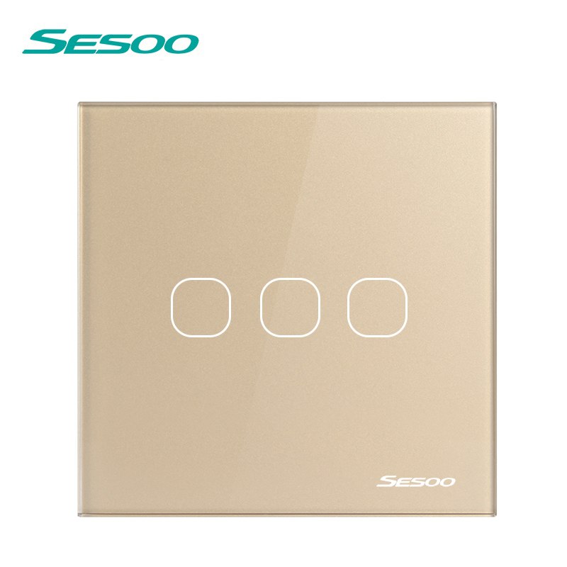 SESOO Touch Switch 1/2/3 Gang 1 Way Wall Switch Light Touch Switch Waterproof Tempered Glass Panel LED Lamp Switches