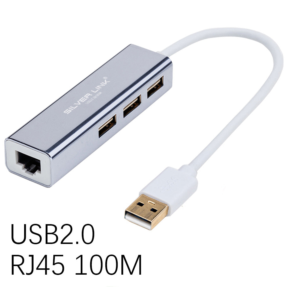 SILVER LINK 4in1 USB 2.0/3.0 HUB Converter Cable Adapter RJ45 Network Line 100M/1000M Ethernet Internet Speed Data Transmission