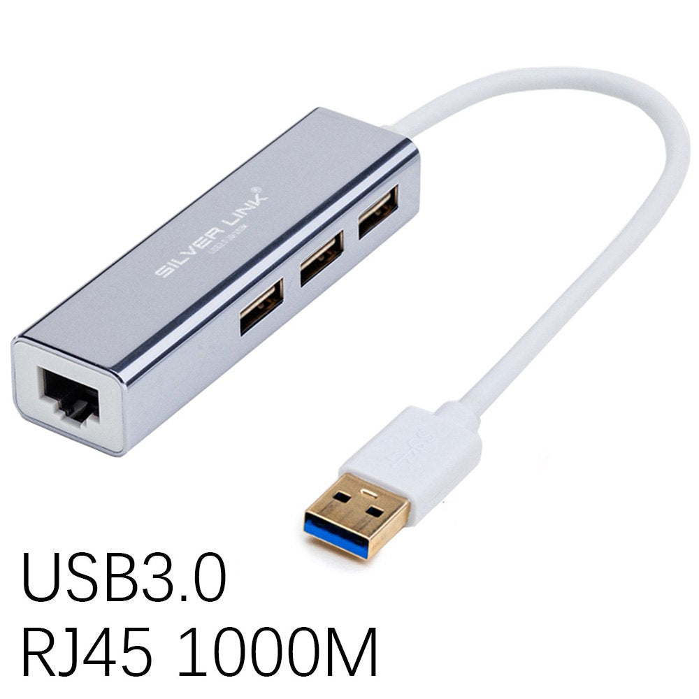 SILVER LINK 4in1 USB 2.0/3.0 HUB Converter Cable Adapter RJ45 Network Line 100M/1000M Ethernet Internet Speed Data Transmission