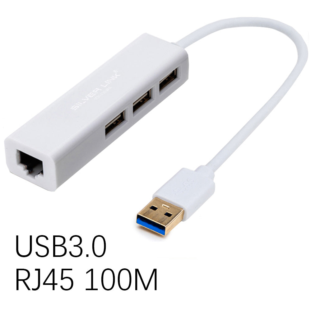 SILVER LINK 4in1 USB 2.0/3.0 HUB Converter Cable Adapter RJ45 Network Line 100M/1000M Ethernet Internet Speed Data Transmission