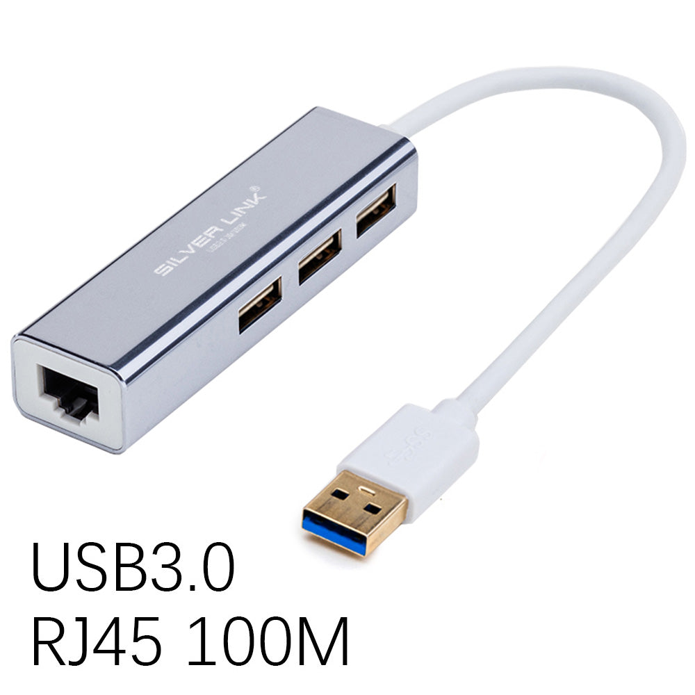 SILVER LINK 4in1 USB 2.0/3.0 HUB Converter Cable Adapter RJ45 Network Line 100M/1000M Ethernet Internet Speed Data Transmission