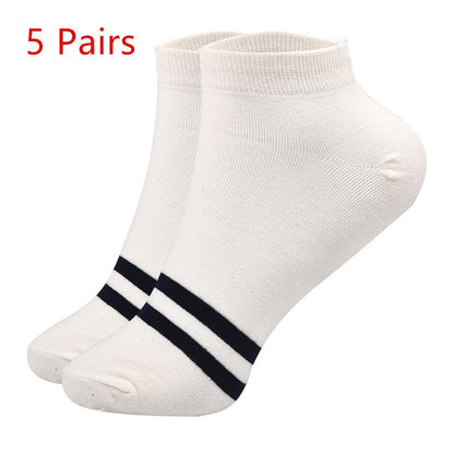 SKCOSOCKS Men Cotton Ankle Socks Men's Business Casual Solid Black White Short Socks Male 5 Pairs/lot for Spring Summer 2018