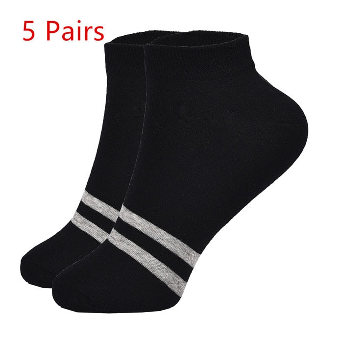 SKCOSOCKS Men Cotton Ankle Socks Men's Business Casual Solid Black White Short Socks Male 5 Pairs/lot for Spring Summer 2018