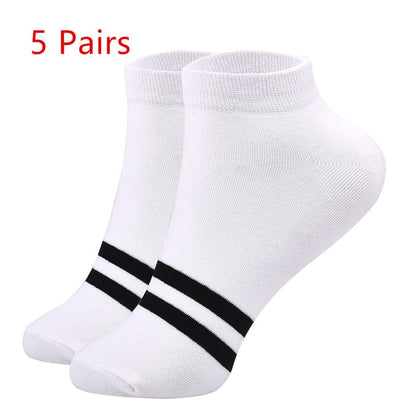 SKCOSOCKS Men Cotton Ankle Socks Men's Business Casual Solid Black White Short Socks Male 5 Pairs/lot for Spring Summer 2018