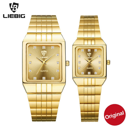 SKMEI Golden Quartz Watch Men Women's Watches relogio masculino Clock Top Luxury Gold Bracelet Wrist Watches Steel Female Male