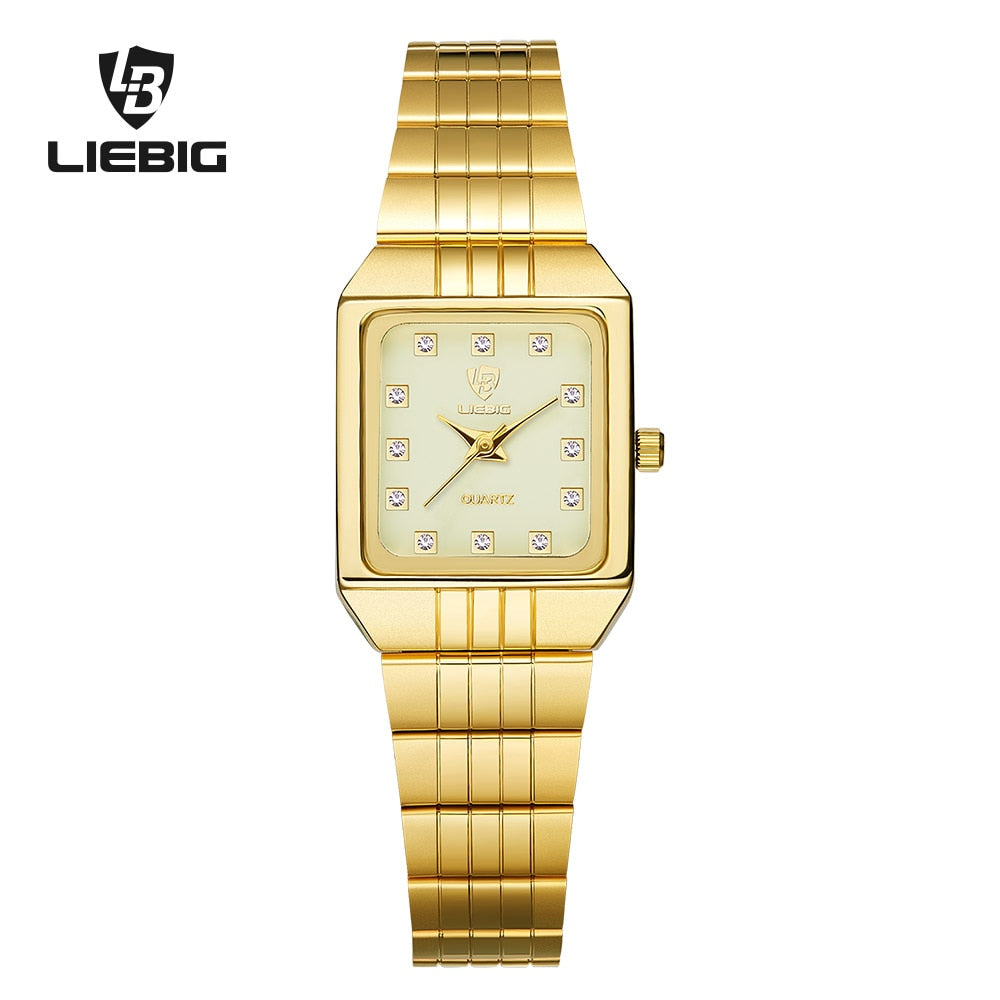 SKMEI Golden Quartz Watch Men Women's Watches relogio masculino Clock Top Luxury Gold Bracelet Wrist Watches Steel Female Male