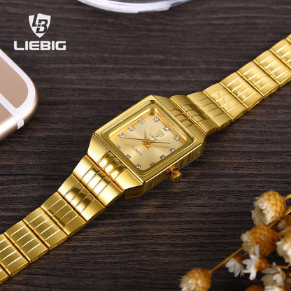 SKMEI Golden Quartz Watch Men Women's Watches relogio masculino Clock Top Luxury Gold Bracelet Wrist Watches Steel Female Male