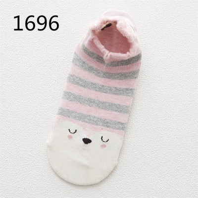 SP&amp;CITY Cute Animal Cotton Socks Female Kawaii Cat With Dog Summer Short Socks Slippers Women Casual Soft Funny Boat Socks