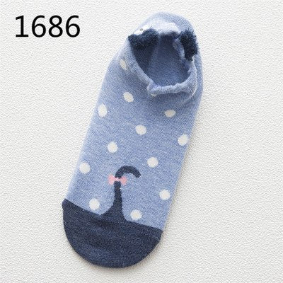 SP&amp;CITY Cute Animal Cotton Socks Female Kawaii Cat With Dog Summer Short Socks Slippers Women Casual Soft Funny Boat Socks