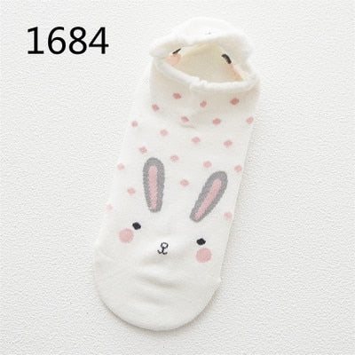 SP&amp;CITY Cute Animal Cotton Socks Female Kawaii Cat With Dog Summer Short Socks Slippers Women Casual Soft Funny Boat Socks