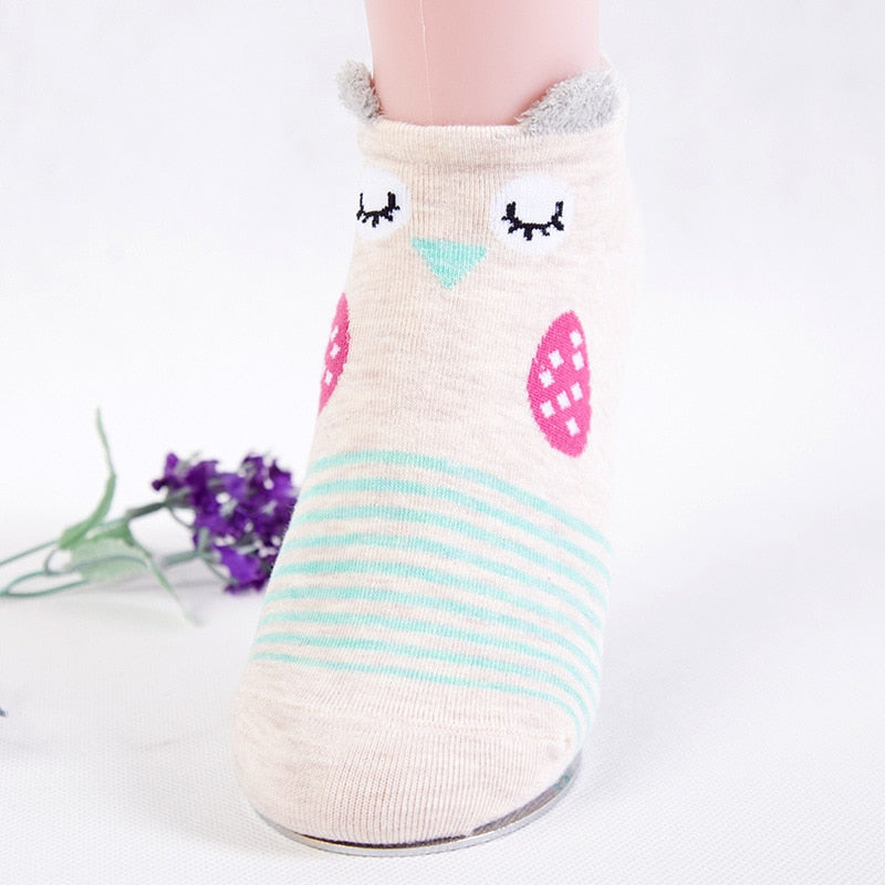 SP&amp;CITY Cute Animal Cotton Socks Female Kawaii Cat With Dog Summer Short Socks Slippers Women Casual Soft Funny Boat Socks