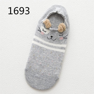 SP&amp;CITY Cute Animal Cotton Socks Female Kawaii Cat With Dog Summer Short Socks Slippers Women Casual Soft Funny Boat Socks