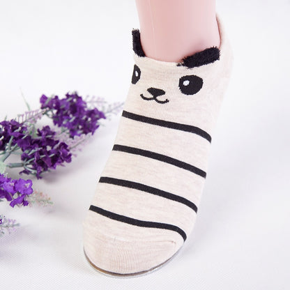 SP&amp;CITY Cute Animal Cotton Socks Female Kawaii Cat With Dog Summer Short Socks Slippers Women Casual Soft Funny Boat Socks