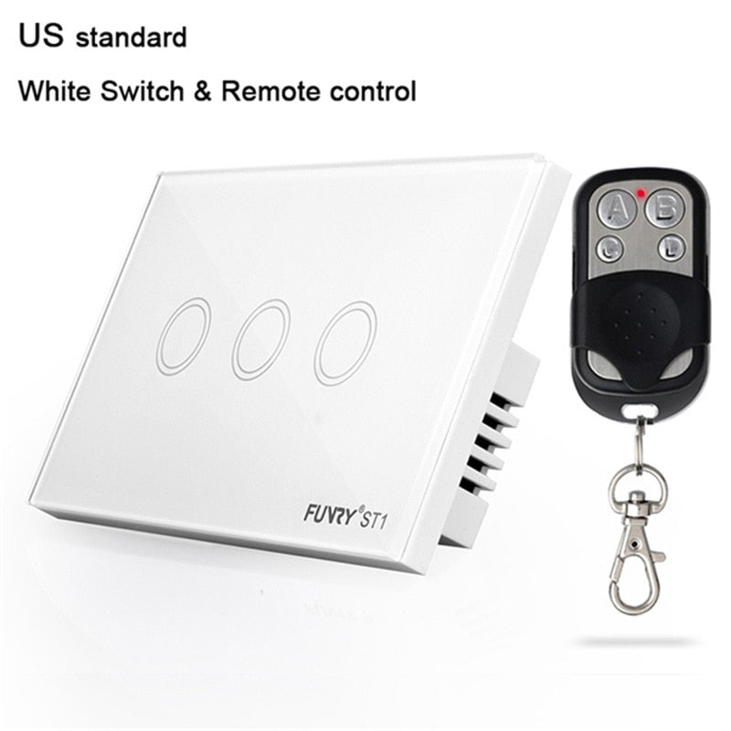 ST1 3gang US Standard Light Switch Luxury Light Switch Touch Remote Control 110-240V Capacitive Touch Switch Led Wall Switch