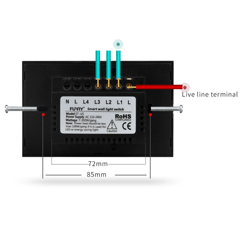 ST1 3gang US Standard Light Switch Luxury Light Switch Touch Remote Control 110-240V Capacitive Touch Switch Led Wall Switch