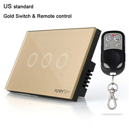 ST1 3gang US Standard Light Switch Luxury Light Switch Touch Remote Control 110-240V Capacitive Touch Switch Led Wall Switch