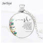 SUTEYI Proverbs 31 25 Necklace Bible Verse She Is Dressed In Strength And Dignity Glass Pendant Christian Inspiration Gifts