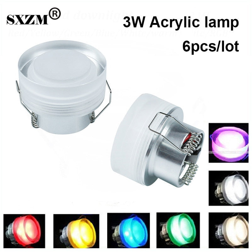 SXZM 3W 5pcs/lot led down light Acrylic led ceiling lamp Red/Yellow/Green/Blue/White/Warm white indoor foyer led fixture