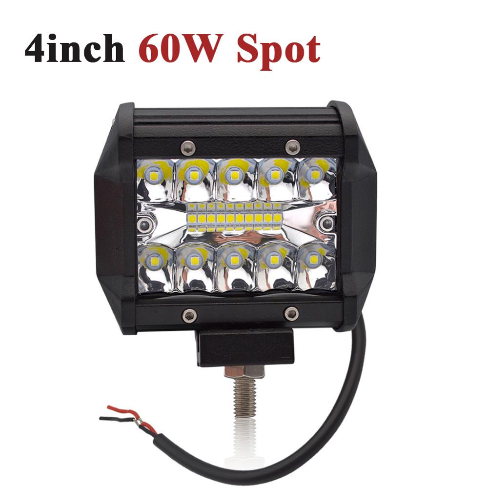 Safego 4 5 Inch 60W 72W LED Work Light Bar 12V Spot Flood Chips Offroad 4x4 Fog Light Driving Light Lamp For Truck Boat Pack 24V