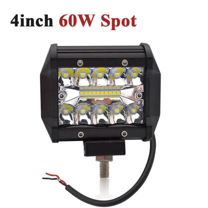 Safego 4 5 Inch 60W 72W LED Work Light Bar 12V Spot Flood Chips Offroad 4x4 Fog Light Driving Light Lamp For Truck Boat Pack 24V