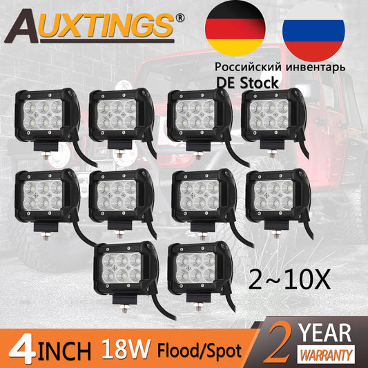 Sale 2~10pcs LED 18W Work Lamp 4'' Inch Light Bar 24v 12V IP67 Spot Flood For Boat Truck Tractor 4x4 Offroad Car Led Work Light