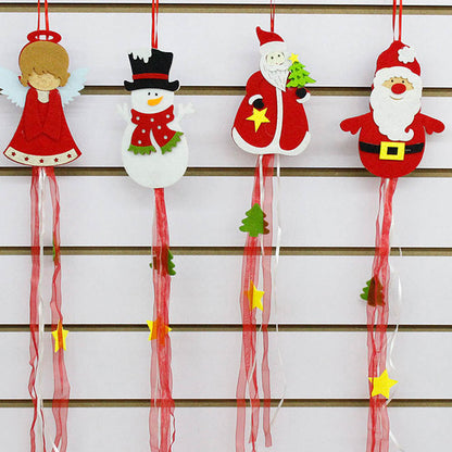 Santa Claus Christmas Hanging Pendants With Ribbon Xmas Tree Door Wall Hanging Drops New Year Christmas decorations Pendant