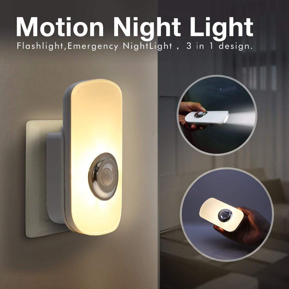 Sensky Wireless Rechargeable Motion LED Night Light with LED Flashlight wall lamp night light 3 in 1 design for Emergency