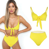 Sexy Bandage Tie Front Women Swimming Bikini Suit Summer Classic Vocation Biquini Wear Black/Yellow Padded Top Beach Wear sale