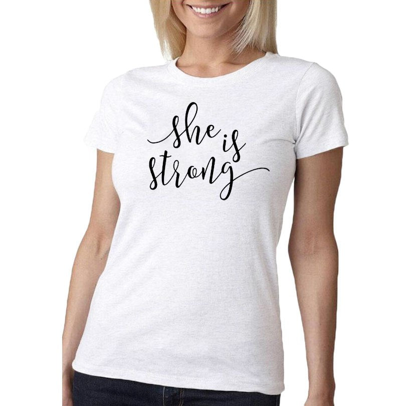 She Is Strong Proverbs 31:25 Women T-shirt 2018 Fashion New Summer Tops Tumblr Slogan Black White Tshirt Hipster Female T Shirt