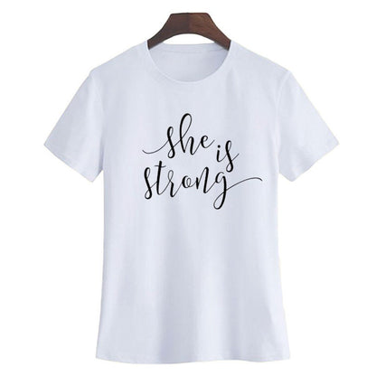 She Is Strong Proverbs 31:25 Women T-shirt 2018 Fashion New Summer Tops Tumblr Slogan Black White Tshirt Hipster Female T Shirt