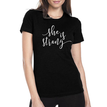 She Is Strong Proverbs 31:25 Women T-shirt 2018 Fashion New Summer Tops Tumblr Slogan Black White Tshirt Hipster Female T Shirt