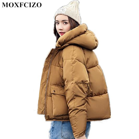 Short Winter Jacket Women Hooded Warm Jackets Coat Female Bat Sleeve Thick Outwear Winter Coat Women Ladies Parkas Pink Color