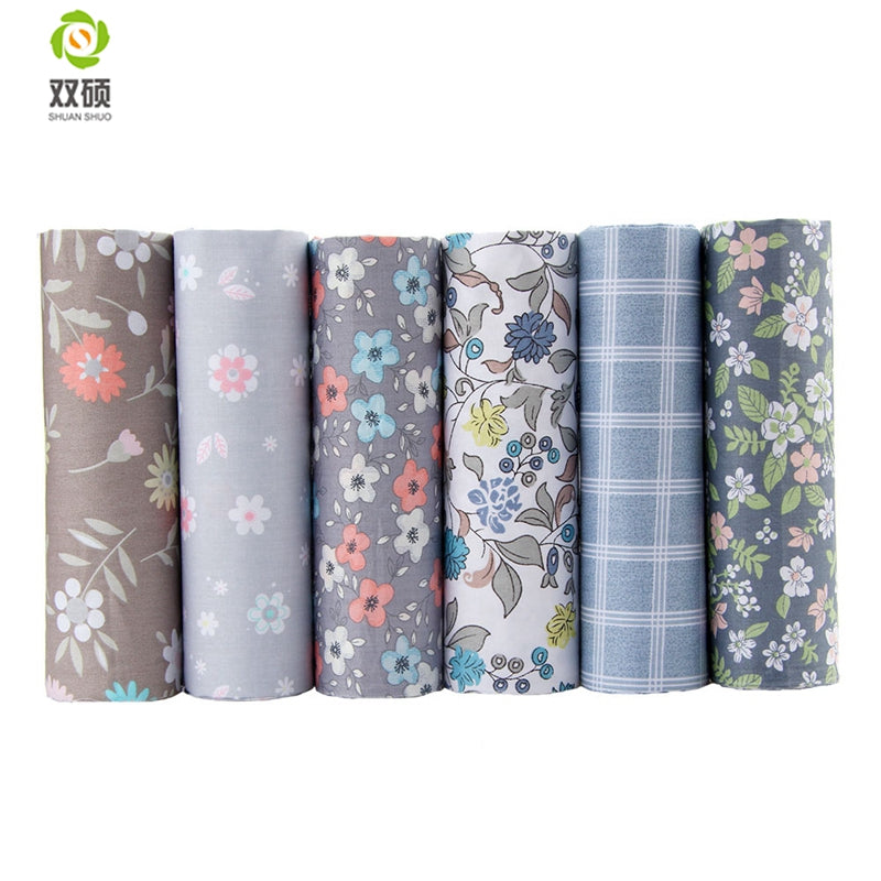 Shuanshuo New Flower Cotton Fabric Patchwork Tissue Cloth Of Handmade DIY Quilting Sewing Baby Dress Material 6pcs/lot