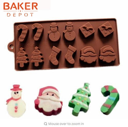 Silicone cake mold Christmas tree snowman socks styling chocolate ice cube tray molds SICM-008-20