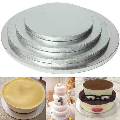 Silver Round Cake Thick Drum Board Stand Holder Strong Base For Wedding Birthday 8/10/12/14inch for Wedding Cakes Professional