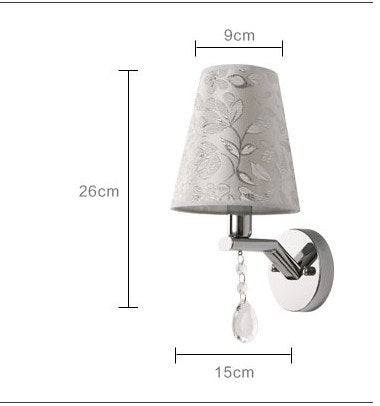 Simple Modern Stainless Steel LED Wall Lamp Lights Fixtures Fabric Lampshade Crystal Wall Sconce Wandlamp Arandela Lampara Pared